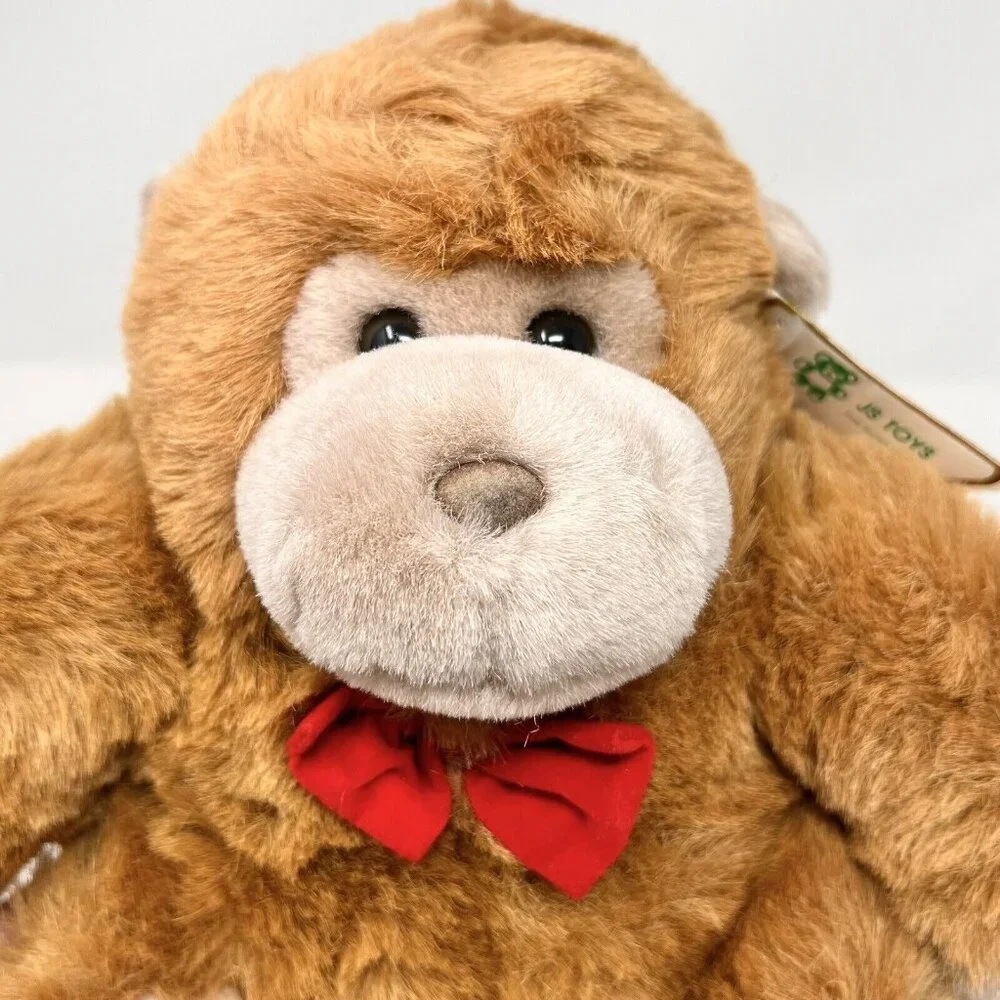 Vintage JS Toys Bow Tie Monkey Plush‎ Stuffed Gorilla Petal Plush With Tag